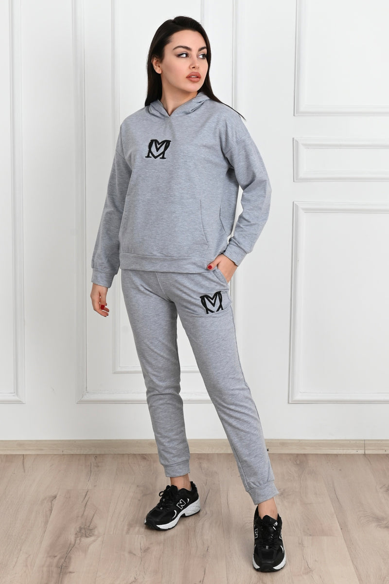 Kadın Baskılı Cepli Uzun Kollu Eşofman Takımı 3679-23