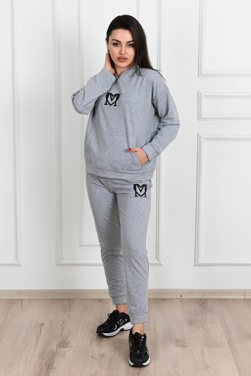 Kadın Baskılı Cepli Uzun Kollu Eşofman Takımı 3679-23