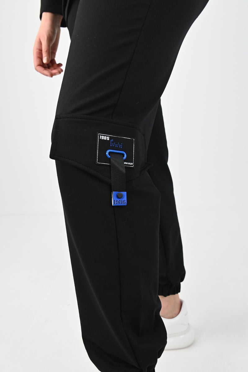 Kadın Büyük Beden Baskılı Kargo Cep Detaylı Eşofman Takımı 8075-25