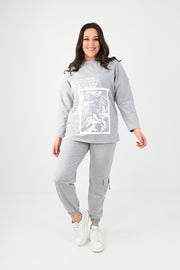 Kadın Büyük Beden Baskılı Kargo Cep Detaylı Eşofman Takımı 8075-25