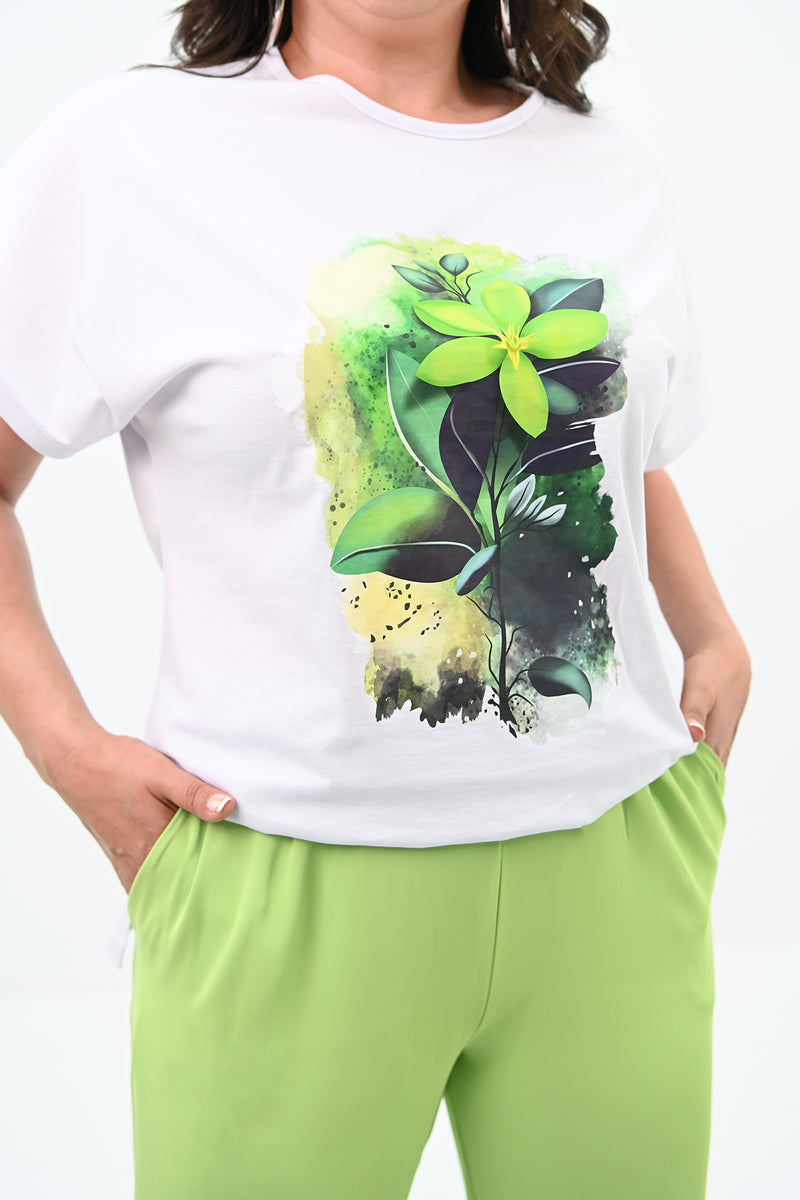 Kadın Büyük Beden Çiçek Baskı Detaylı Eşofman Takımı 8119-25