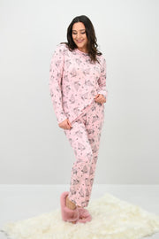 Kadın Büyük Beden Çiçek Desenli Uzun Kollu Pijama Takımı 4235-25