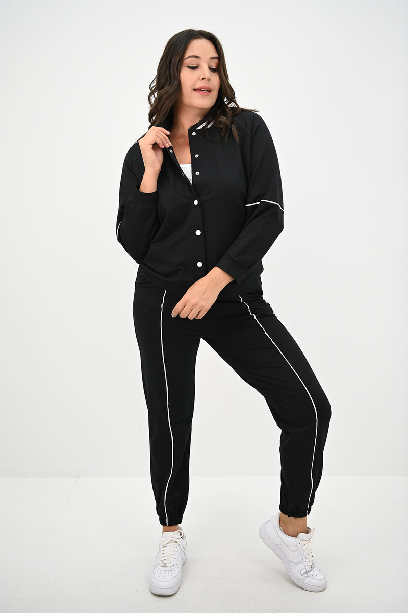 Kadın Büyük Beden Çıtçıt Kapama Detaylı Eşofman Takımı 8132-25