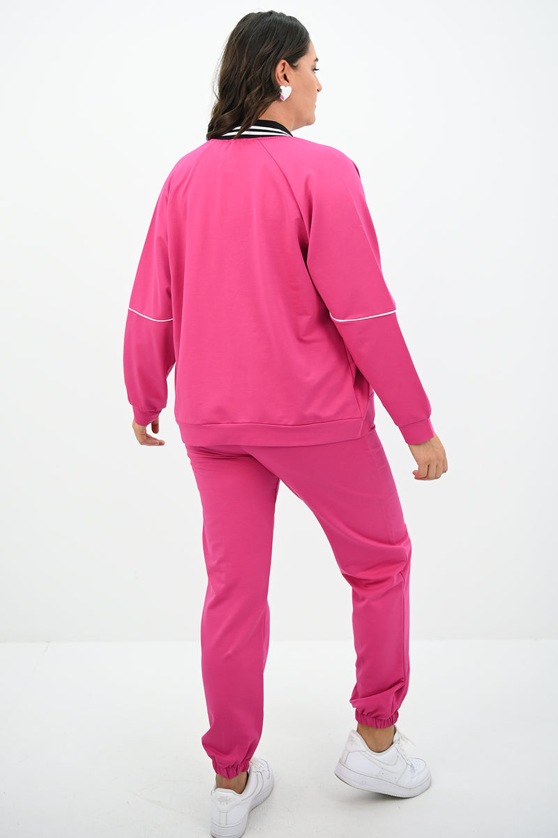 Kadın Büyük Beden Çıtçıt Kapama Detaylı Eşofman Takımı 8132-25