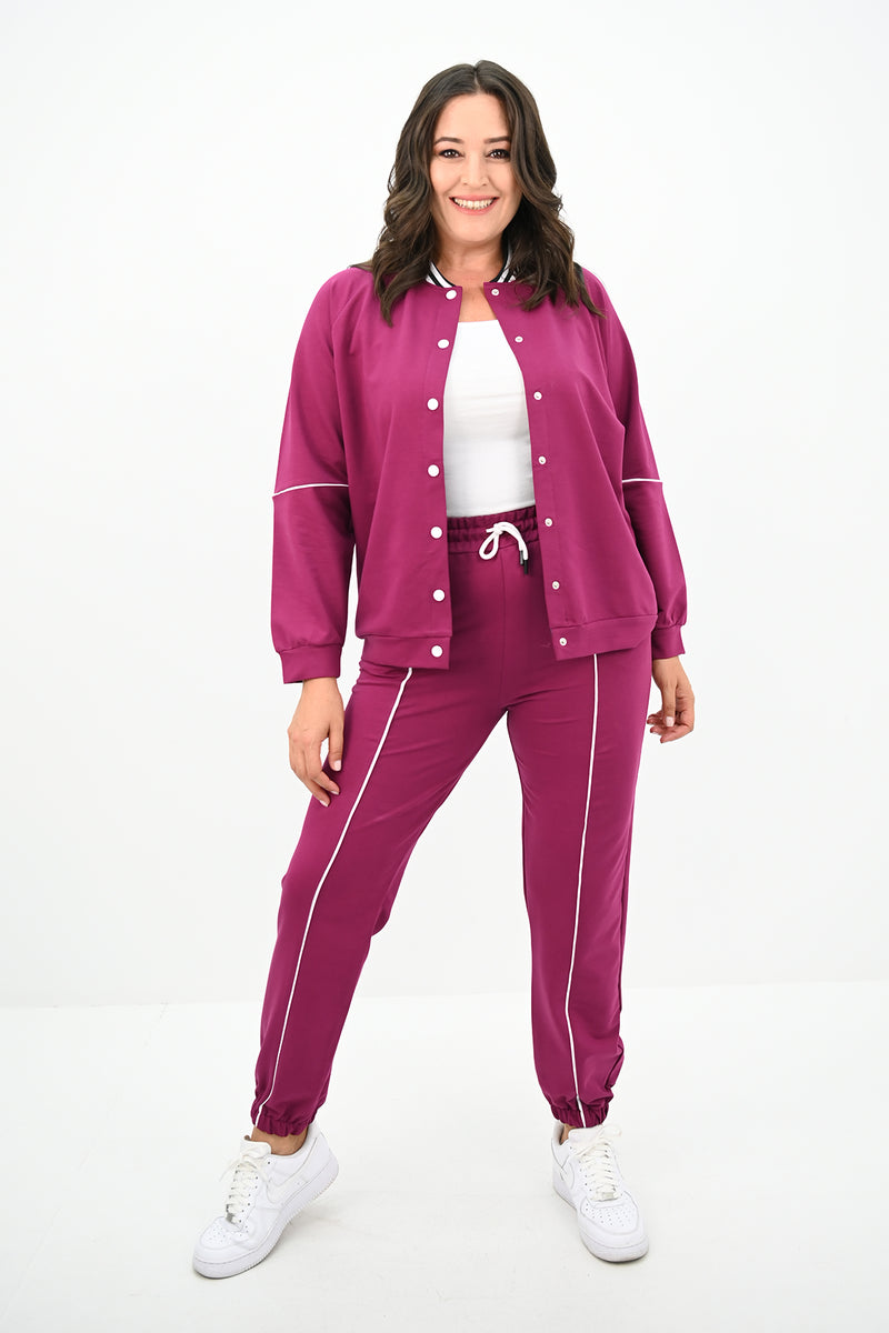 Kadın Büyük Beden Çıtçıt Kapama Detaylı Eşofman Takımı 8132-25