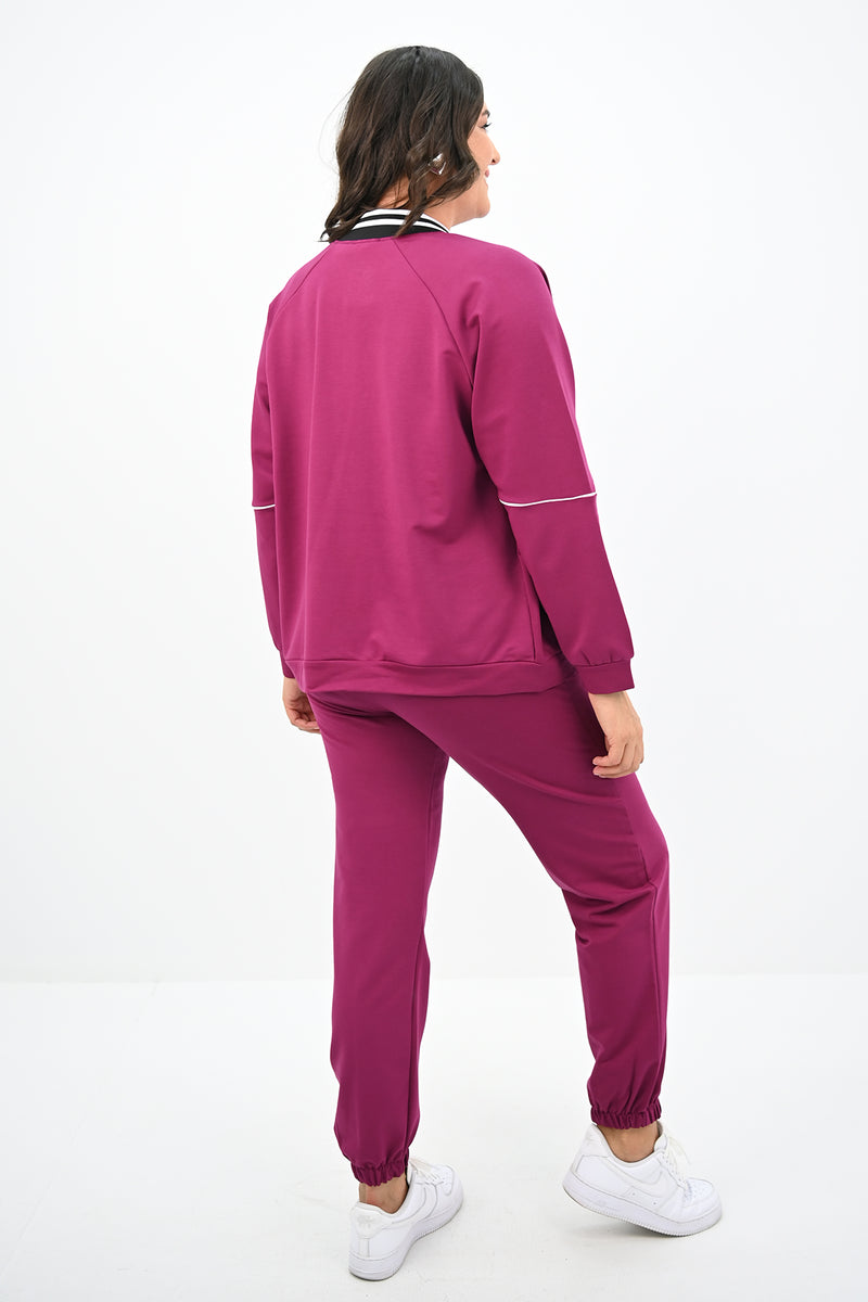 Kadın Büyük Beden Çıtçıt Kapama Detaylı Eşofman Takımı 8132-25