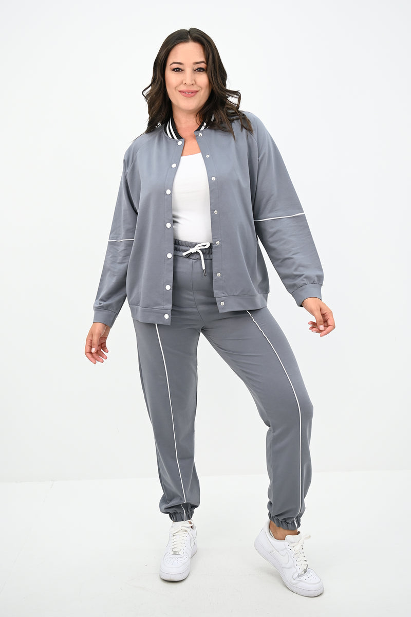 Kadın Büyük Beden Çıtçıt Kapama Detaylı Eşofman Takımı 8132-25