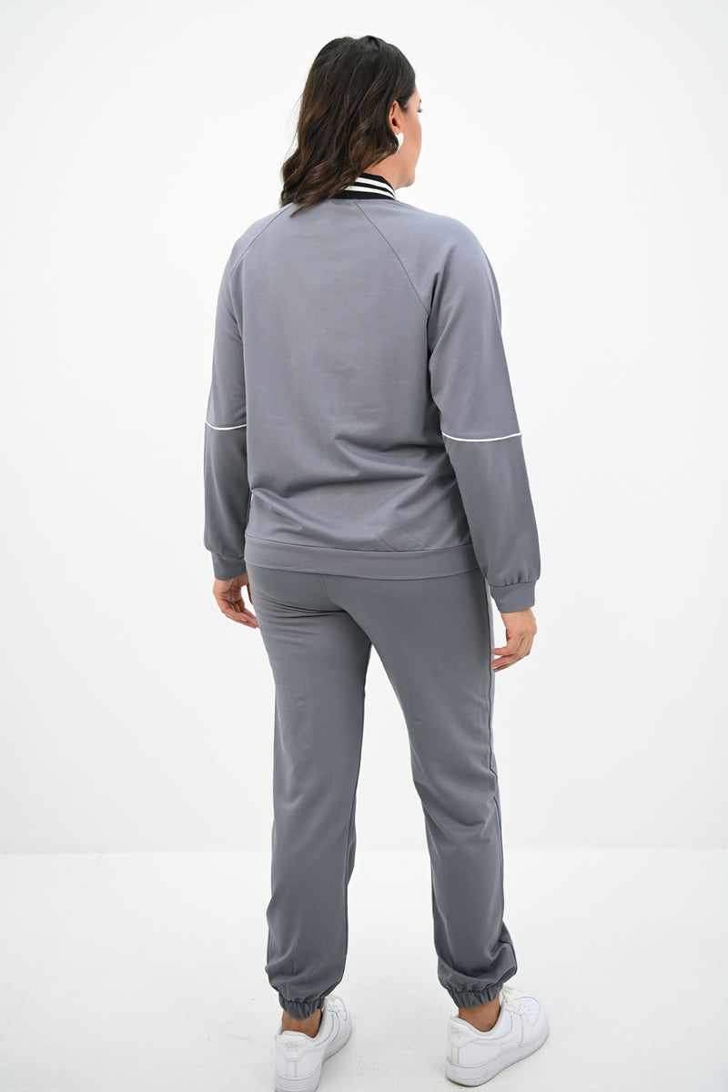 Kadın Büyük Beden Çıtçıt Kapama Detaylı Eşofman Takımı 8132-25