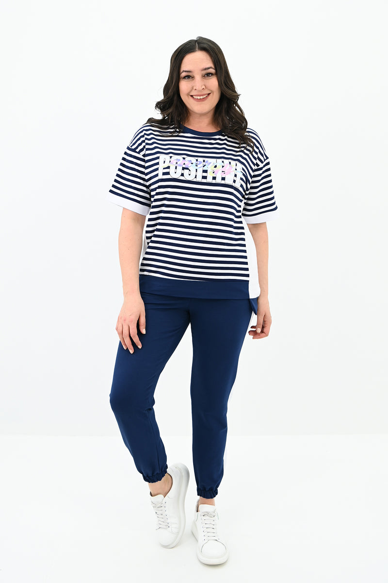 Kadın Büyük Beden Çizgili Eşofman Takımı 8106-24