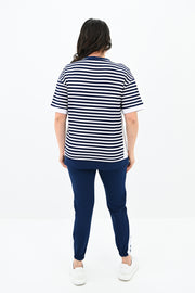 Kadın Büyük Beden Çizgili Eşofman Takımı 8106-24