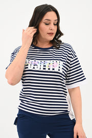 Kadın Büyük Beden Çizgili Eşofman Takımı 8106-24