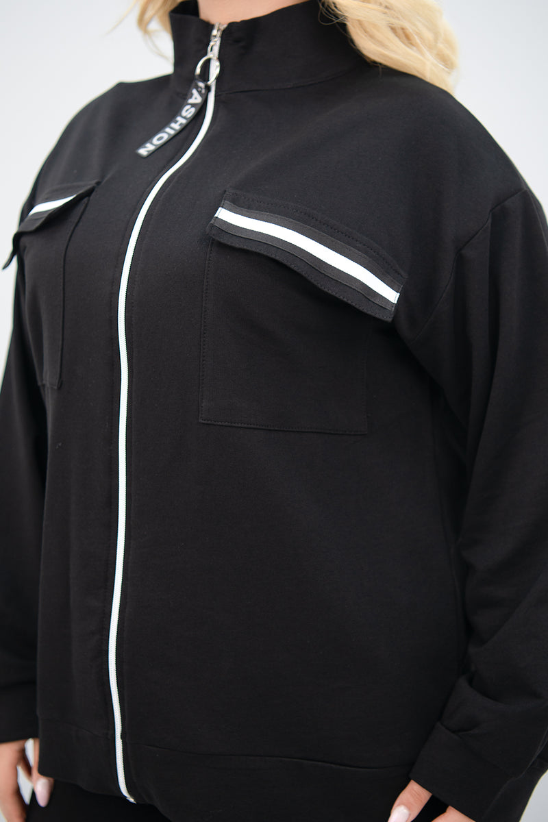 Kadın Büyük Beden Dik Yaka Fermuarlı Eşofman Takımı 8133-25