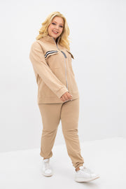 Kadın Büyük Beden Dik Yaka Fermuarlı Eşofman Takımı 8133-25