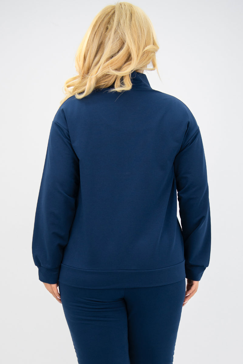 Kadın Büyük Beden Dik Yaka Fermuarlı Eşofman Takımı 8133-25