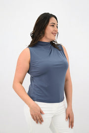 Kadın Büyük Beden Drape Detaylı Dik Yaka Bluz 1851-25