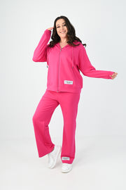 Kadın Büyük Beden Etiket Detaylı Kapüşonlu Eşofman Takımı 8077-24