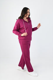 Kadın Büyük Beden Etiket Detaylı Kapüşonlu Eşofman Takımı 8077-24
