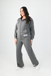 Kadın Büyük Beden Etiket Detaylı Kapüşonlu Eşofman Takımı 8077-24