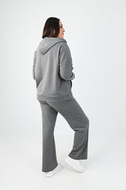 Kadın Büyük Beden Etiket Detaylı Kapüşonlu Eşofman Takımı 8077-24