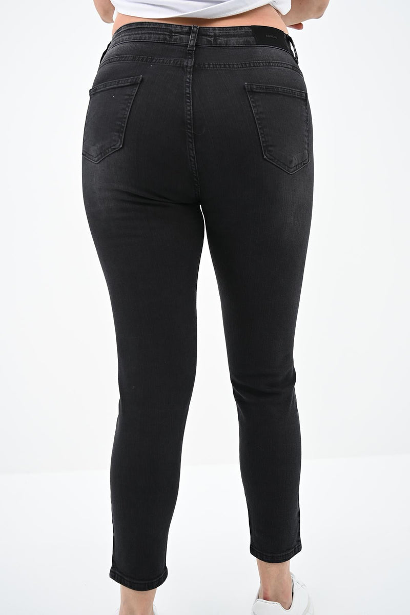 Kadın Büyük Beden Füme Jean Pantolon 6188-23
