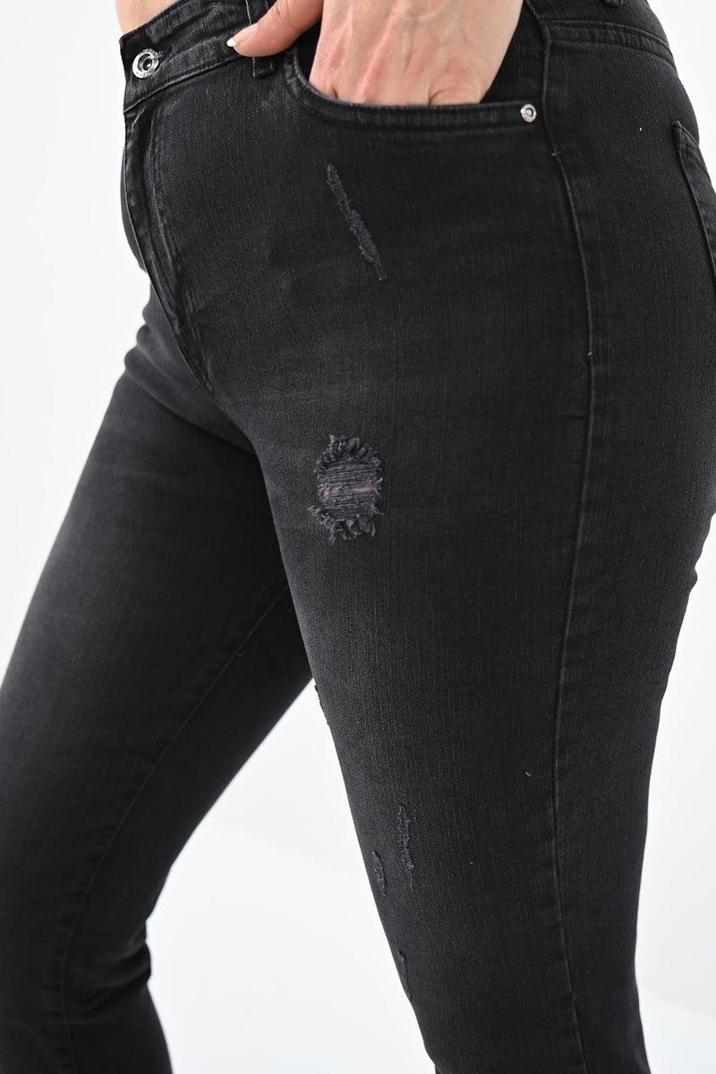 Kadın Büyük Beden Füme Jean Pantolon 6188-23