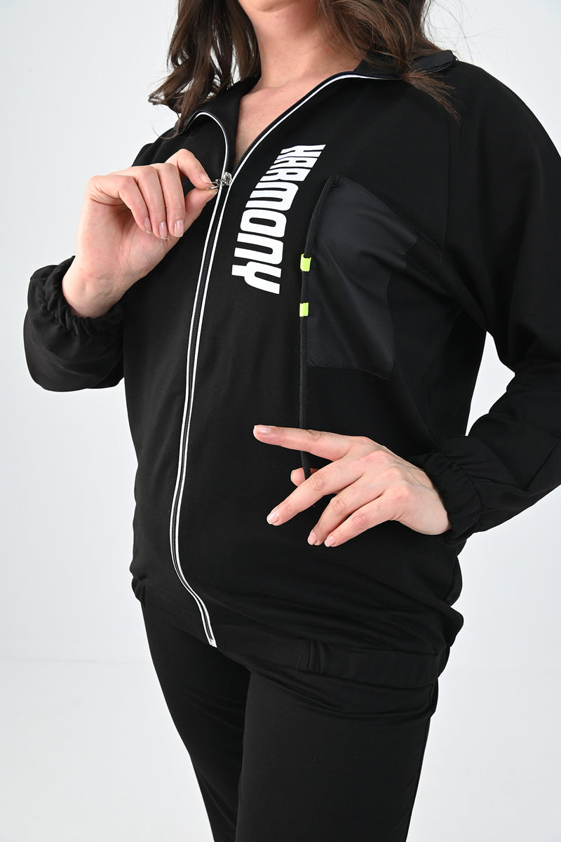 Kadın Büyük Beden Harmony Baskı Detaylı Eşofman Takımı 8079-24