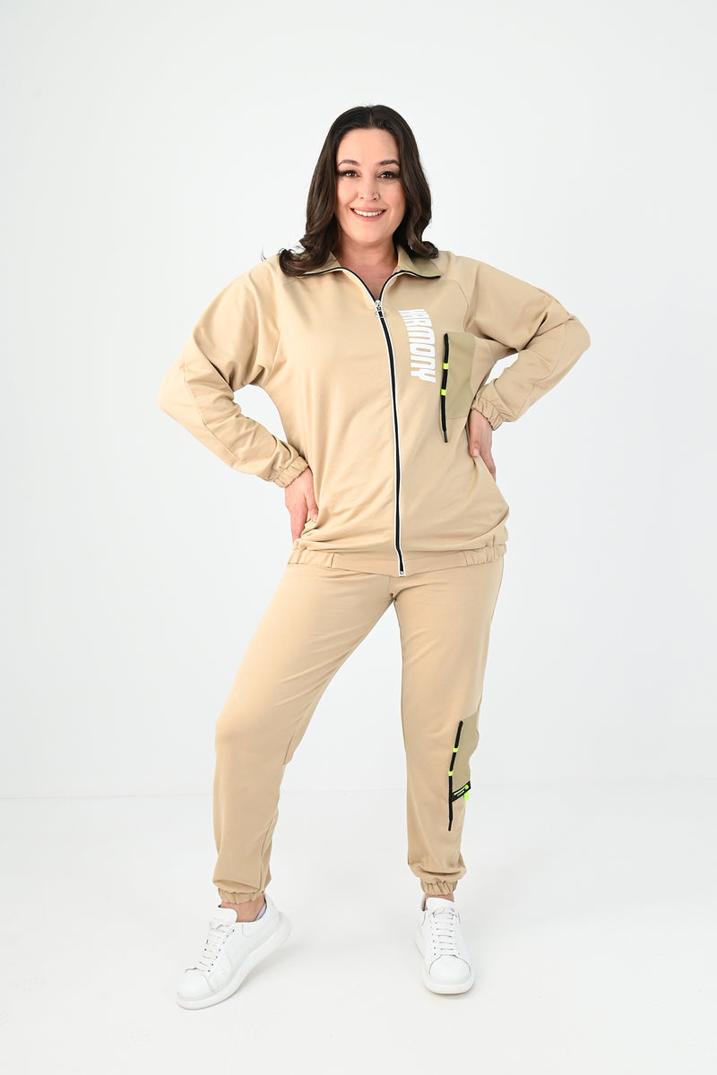 Kadın Büyük Beden Harmony Baskı Detaylı Eşofman Takımı 8079-24