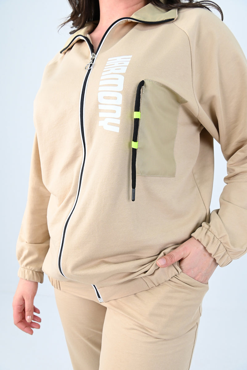 Kadın Büyük Beden Harmony Baskı Detaylı Eşofman Takımı 8079-24