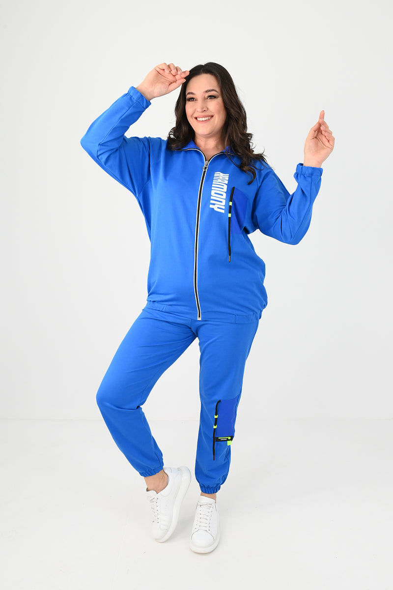 Kadın Büyük Beden Harmony Baskı Detaylı Eşofman Takımı 8079-24