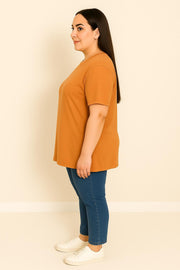 Kadın Büyük Beden Kısa Kollu Basic Oversize T-shirt 1976-25