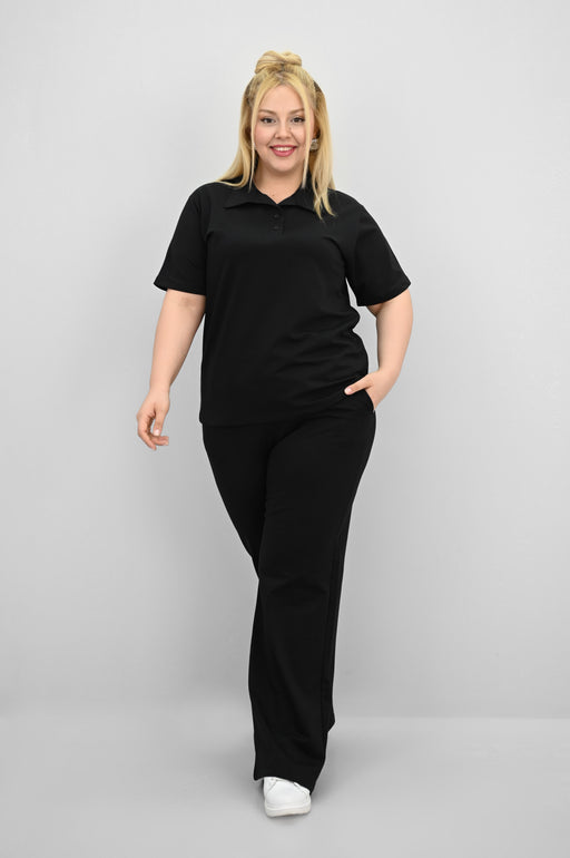 Kadın Büyük Beden Kısa Kollu Polo Yaka Eşofman Takımı 8188-25