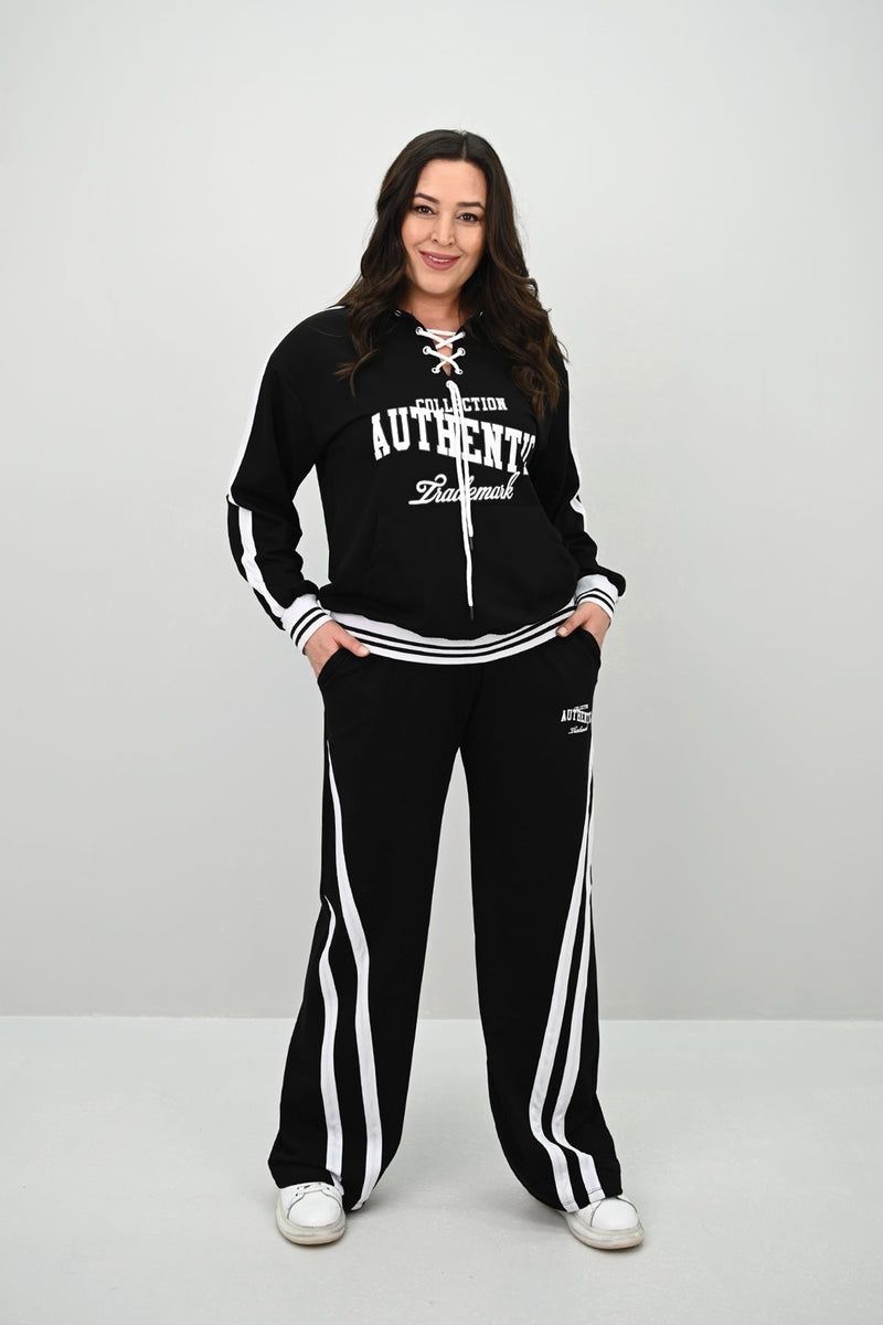 Kadın Büyük Beden Kordonlu Bol Paça Eşofman Takımı 8164-25