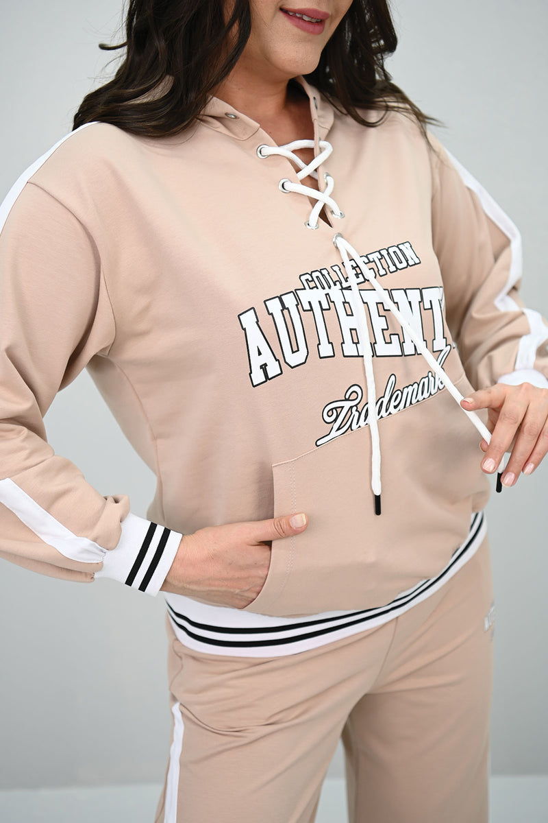 Kadın Büyük Beden Kordonlu Bol Paça Eşofman Takımı 8164-25