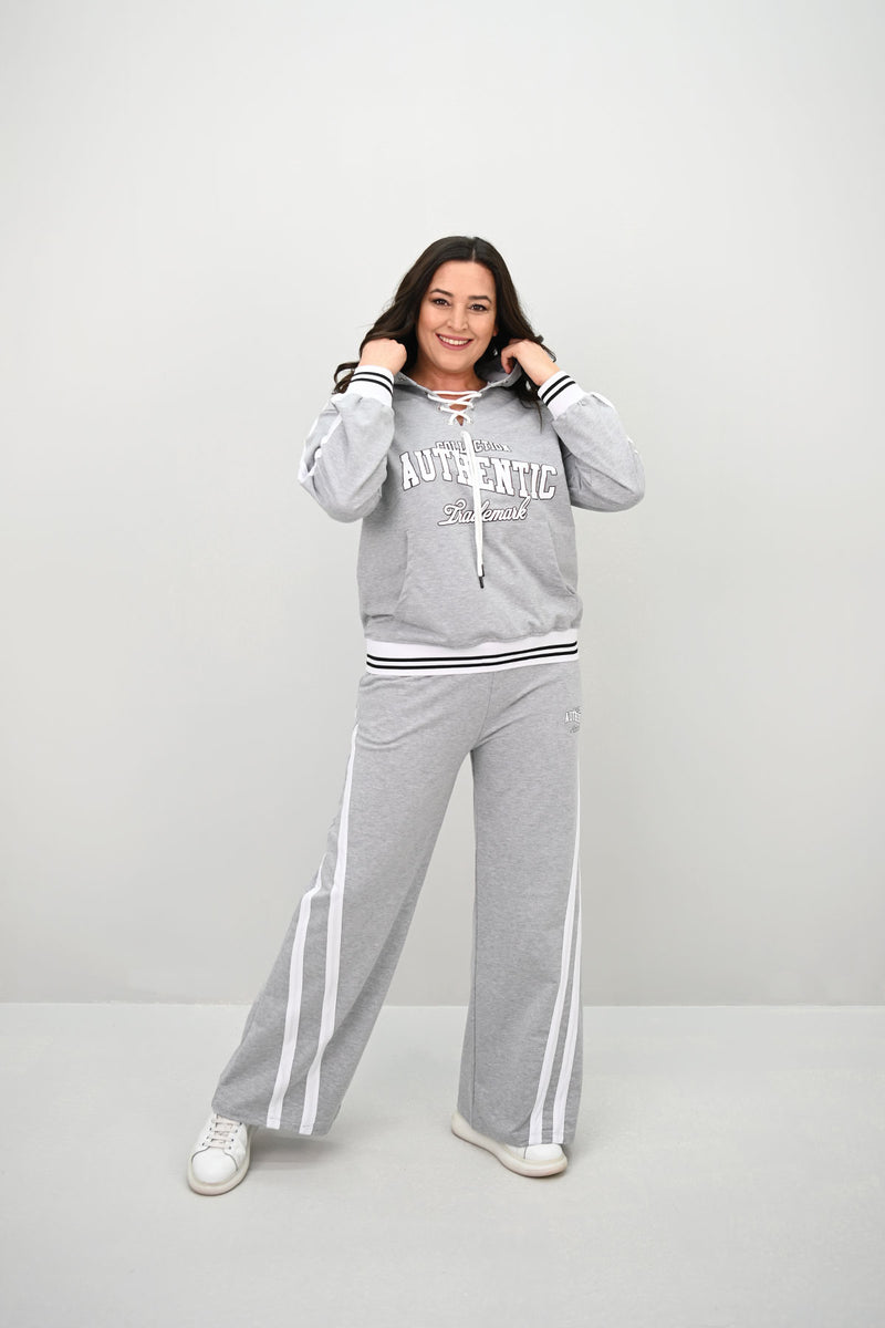 Kadın Büyük Beden Kordonlu Bol Paça Eşofman Takımı 8164-25