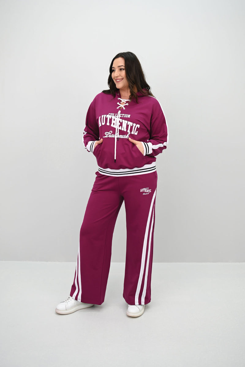 Kadın Büyük Beden Kordonlu Bol Paça Eşofman Takımı 8164-25