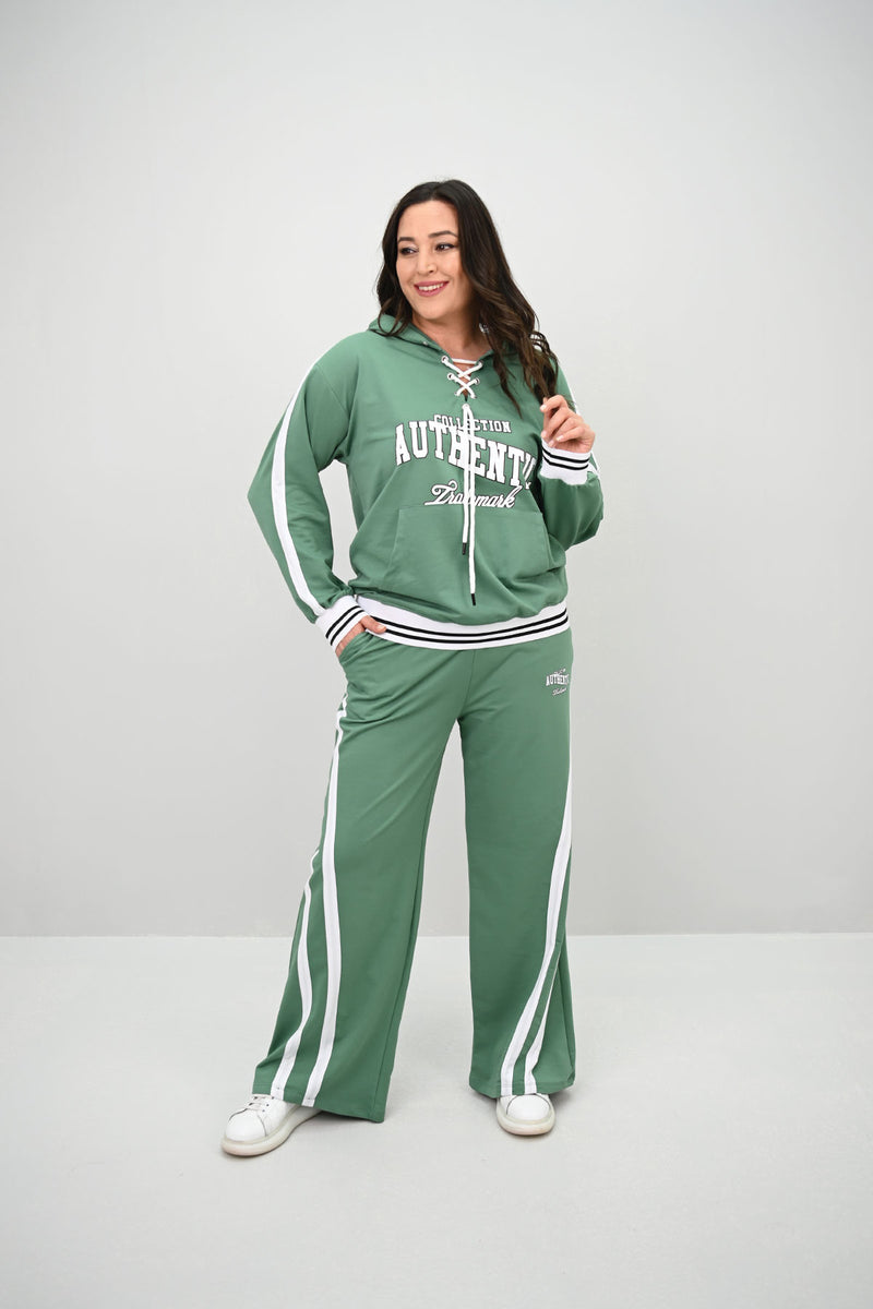 Kadın Büyük Beden Kordonlu Bol Paça Eşofman Takımı 8164-25