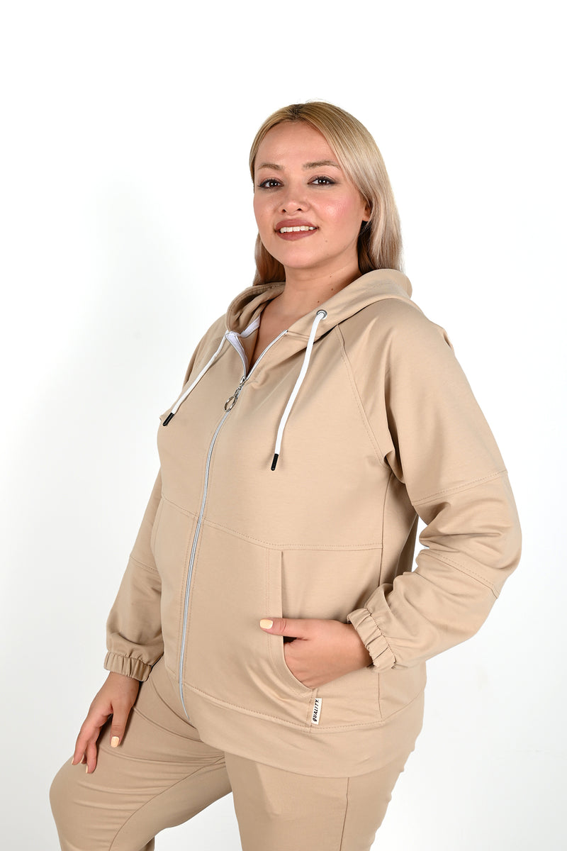 Kadın Büyük Beden Lastikli Eşofman Takımı 8044-24