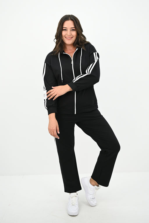 Kadın Büyük Beden Şerit Detaylı Kapüşonlu Eşofman Takımı 8134-25  ADİDAS