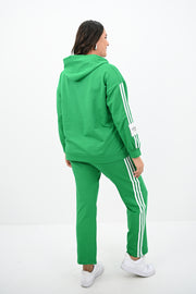 Kadın Büyük Beden Şerit Detaylı Kapüşonlu Eşofman Takımı 8134-25  ADİDAS