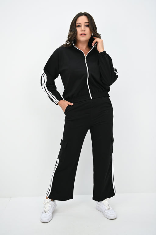 Kadın Büyük Beden Şerit Detaylı Kargo Cepli Eşofman Takımı 8140-25