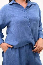 Kadın Büyük Beden Şortlu Keten Takım 8121-25