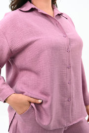 Kadın Büyük Beden Şortlu Keten Takım 8121-25