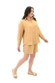 Kadın Büyük Beden Şortlu Keten Takım 8121-25