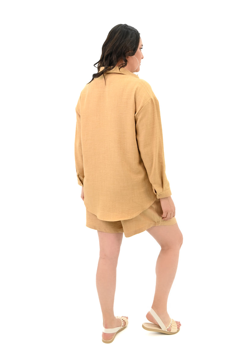 Kadın Büyük Beden Şortlu Keten Takım 8121-25