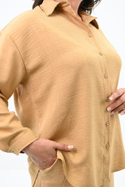 Kadın Büyük Beden Şortlu Keten Takım 8121-25