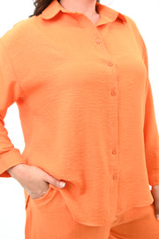 Kadın Büyük Beden Şortlu Keten Takım 8121-25