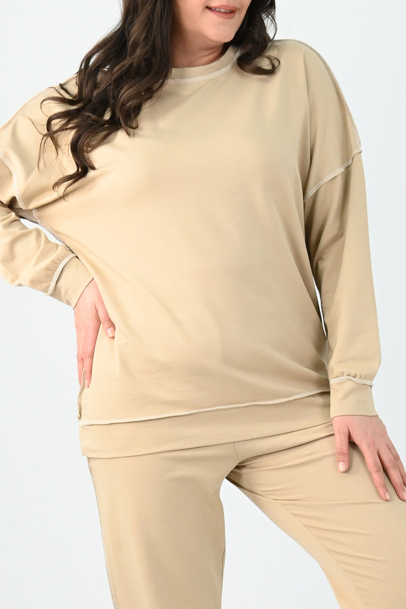 Kadın Büyük Beden Ters Dikişli Eşofman Takımı 8082