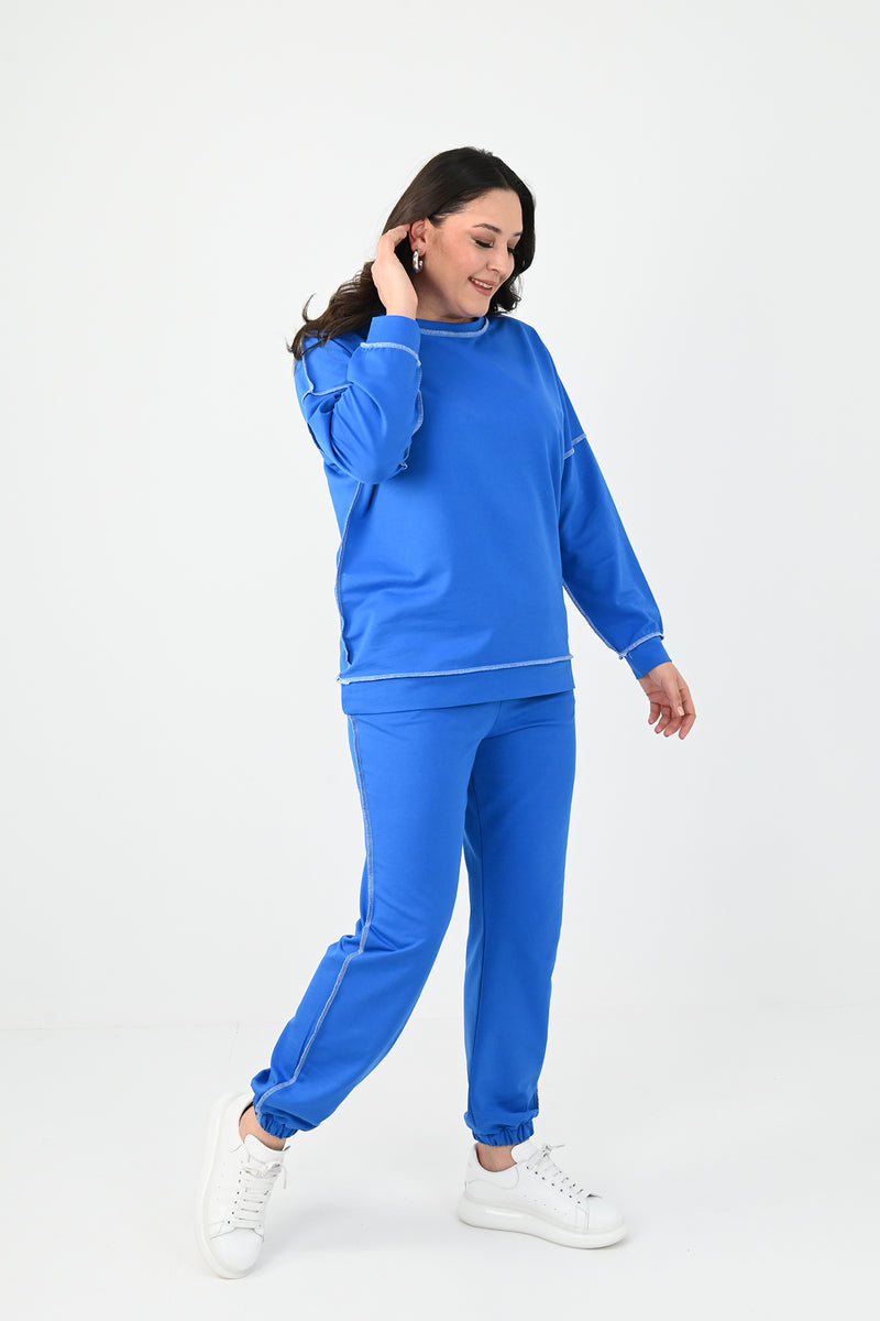 Kadın Büyük Beden Ters Dikişli Eşofman Takımı 8082