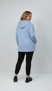 Kadın Büyük Beden Uzun Kollu Kapüşonlu Fermuar Detaylı Sweatshirt 2007
