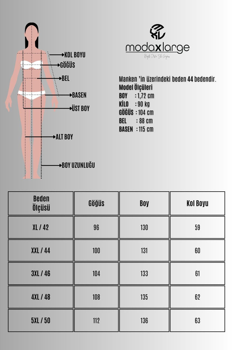 Kadın Büyük Beden Uzun Kollu Önü Tokalı İki İplik Penye Kumaş Elbise 5430-26